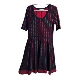 Danny And Nicole Black Red Dot Fit And Flare Dress Size XL Retro Mod